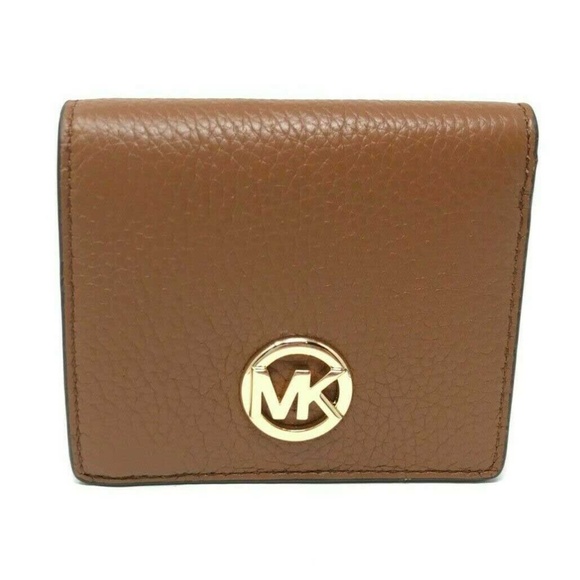 Michael Kors Pebbled Leather Wallet Luggage Gold - Picture 1 of 7